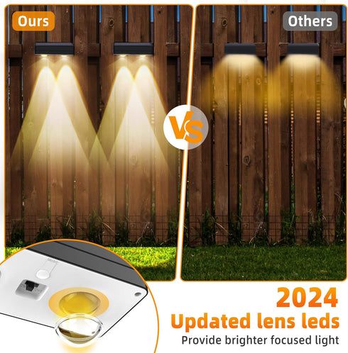 Warm White Solar Fence Lights, Waterproof LED Step Lights for Wall, Yard, Pool, Stairs, 4 * 1.68 * 1.57in, 2 Pack