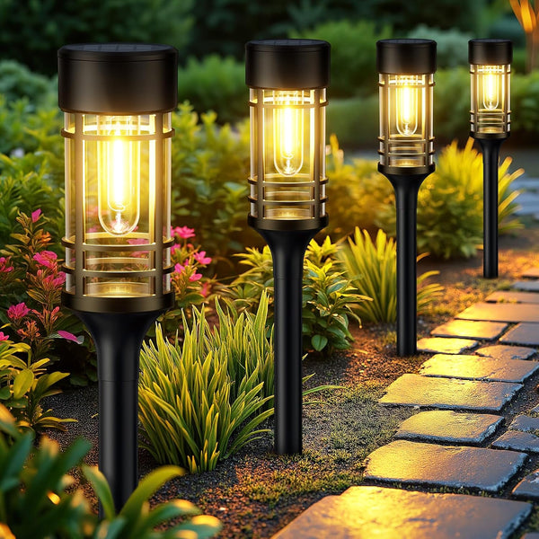 LETMY Solar Pathway Lights Outdoor, 4 Pack Solar Lights Outdoor Waterproof IP65,