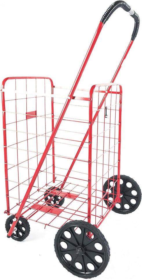 ATHome ATH Large Deluxe Rolling Utility / Shopping Cart - Stowable Folding Heavy Duty Cart with Rubber Wheels For Haul