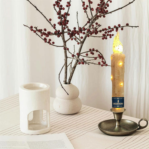 2pcs 6inch Vigils(LW2P-WH) Magical Candlesticks Flameless Taper Candle, White LED Tapered Candles Remote Dipped Candle