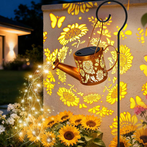 Solar Watering Can Lights, Sunflower Decorative Hanging Lantern Solar Lights Outdoor Waterproof, Gifts for Mom Women