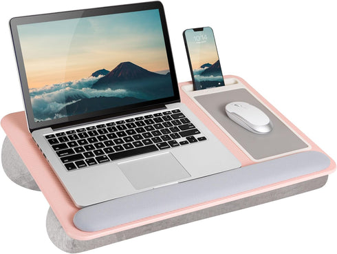 LAPGEAR Home Office Pro Lap Desk with Wrist Rest, Mouse Pad, and Phone Holder - Fits up to 15.6 Inch Laptops