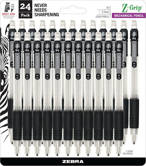 Zebra Pen Z-Grip Mechanical Pencil, 0.5mm, 24pk, Black