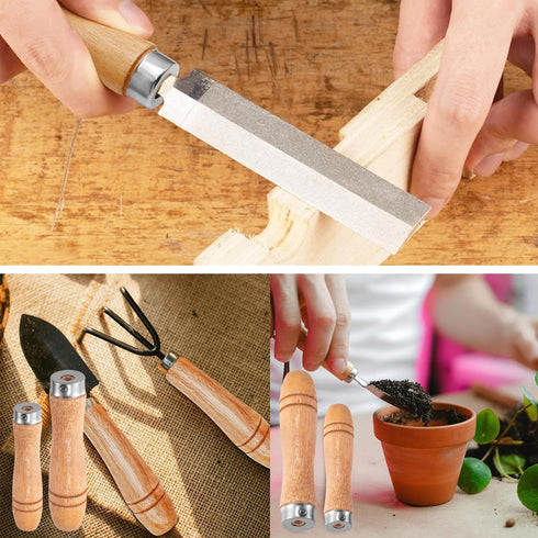 5pcs Wooden File Handle with Strong Metal Collars, Large Handle for 10"-12" File, Craft Tool