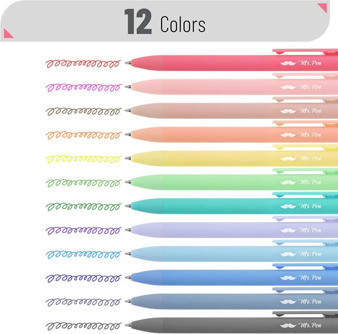 Mr. Pen- Retractable Gel Pens, 12 Pack, Fast Dry, Gel Pens Fine Point 0.7mm, Retractable Pens, Cute Pens, Gel Ink Pens, Aesthetic Pens for Journaling, Fine Tip Pens by Mr. Pen