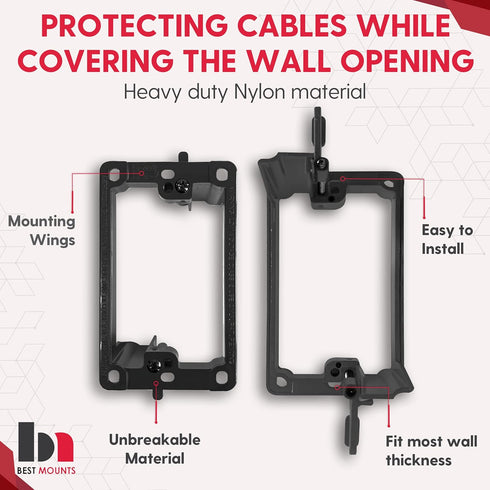 BestMounts 10 Pack Low Voltage Mounting Brackets - 1 Gang for Drywall Outlet Cable Pass Through Wall Plates