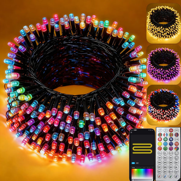 zuupeasa Smart Color Changing Christmas Lights, 66FT 200LEDs RGB-IC String Lights, 80+ Modes,
