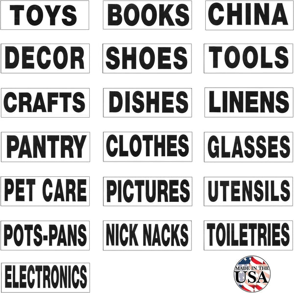 Tag-A-Room Moving Labels Pro Pack - 19 Content Labels, 475 Count, 1" x 4" Permanent Color Coding Stickers
