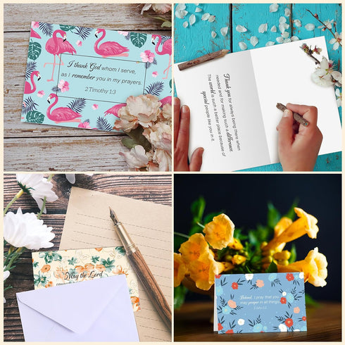 Trandraft 50 Pack 4 6 Inch Religious Christian Thank You Cards with Scripture Bulk, x Christian Appreciation Greeting