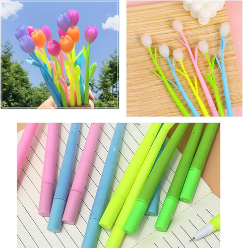 YYaaloa 32pcs Color Changing Tulip Flower Gel Ink Pens, Novelty Bulk for Birthday Party, School, Office Gifts (Tulip