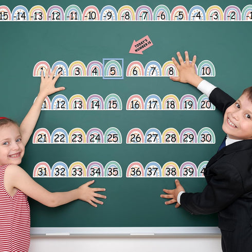 Number Line for Classroom Wall, Macaron Rainbow Bulletin Board for Students, Home School Decor
