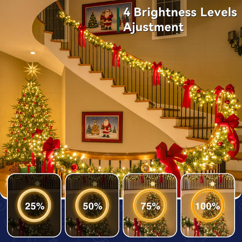 400LEDs 131FT IP67 8 Outdoor Christmas Lights, Christmas Tree String Lights, Waterproof Modes Warm White Holiday Lights