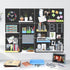 4 Pack Metal Pegboard Panels, Black Wall Organizer with Bent Frame for Heavy Duty Home Storage