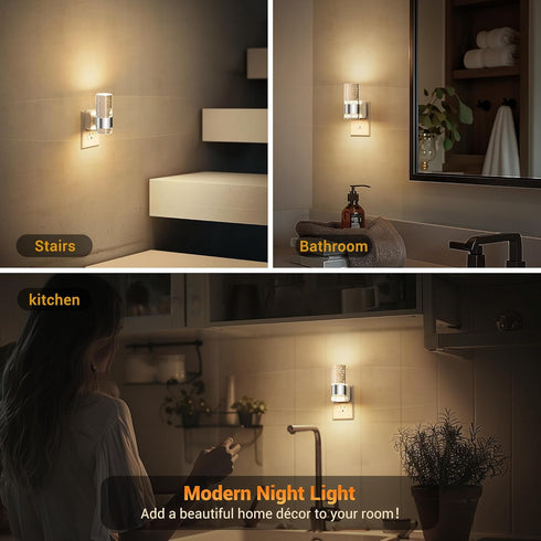 Wall,2 Pack 3000K JandCase Night Light, Night Lights Plug into Warm White LED Nightlight with Adjustable Brightness