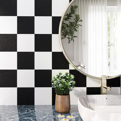 YENHOME 30"X118" Checkered Contact Paper, Peel and Stick Removable Black and White Wallpaper for Walls