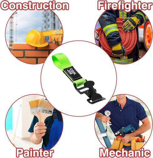 COOLJOB Metal Glove Holder Clips, Heavy Duty Work Clamp Keeper with Adhesive Strap for Turnout Gear, 2 Pcs