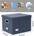 File Organizer Collapsible Storage Box for Office File Box with Lids Document Organizer for Office and Home Easy Slide Durable Hanging File Box (Navy Blue)