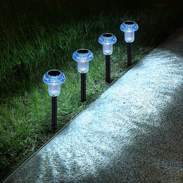 Solar Pathway Lights, 4 Pack Blue LED Mushroom Solar Powered Outdoor Lights for Garden and Landscape