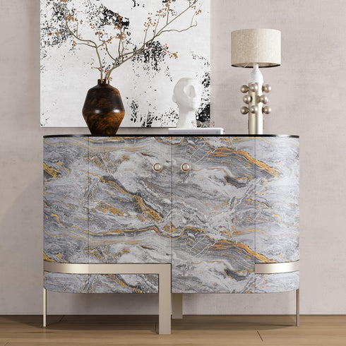 CRE8TIVE Matte Gold Grey Marble Contact Paper 12"x80" - Waterproof Peel and Stick Removable Vinyl for Kitchen and