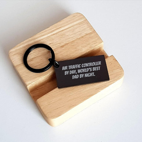Generic Air Traffic Controller Gifts: Funny Keychain for Birthday, Unique Inspirational Quote by Day, World's Best Dad