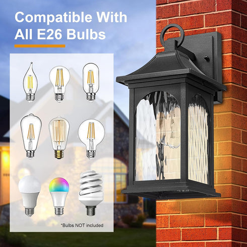 12.8 Inch E26 Porch Lights Outdoor Wall Light Fixtures Waterproof Aluminum, Outdoor Carriage Lights Exterior Wall