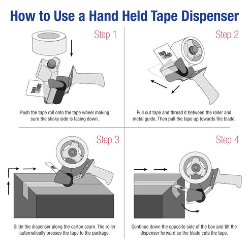 Aviditi Tape Logic 2 Inch Industrial Packing Tape Dispenser Gun, 4 Dispensers for Packing, Shipping, Moving