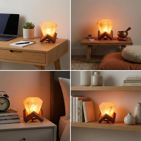 Generic Dimmer, Himalayan Salt Lamp Diamond Shape Hand-Carved Pink Rock Salt Light with Warm Mood Lighting for Bedroom