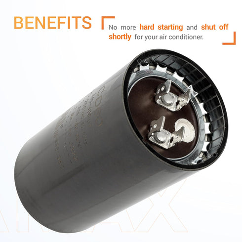 Canamax 340-408 MFD uf 50/60Hz 220-250 VAC Round Start Capacitor for Single-Phase Electric Motors