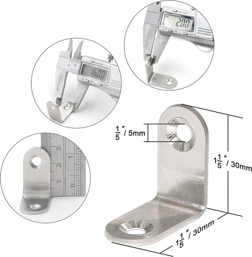 30-Pack, 1.2" WEBI Heavy Duty Stainless Steel Corner Braces, L Shaped Right Angle Brackets, Corner Protector, Shelf