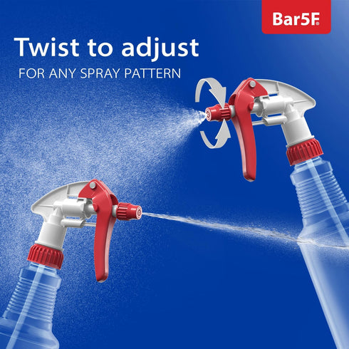 Bar5F 16-Ounce 2-Pack Empty Plastic Spray Bottles BPA-Free Food Grade Crystal Clear M-Series Fully Adjustable Sprayer