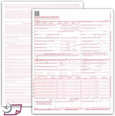 CMS 1500 1500 02/12) 8-12" 11", 500 Pack NextDayLabels - / HCFA Insurance Claim Forms - Laser/Ink-Jet Compatible (New