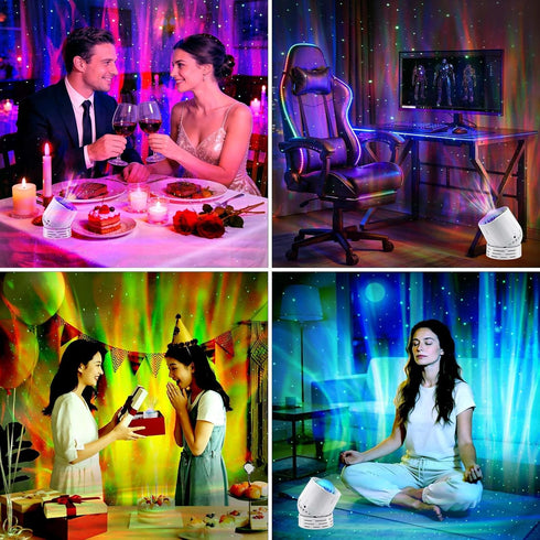 SUNFUCAN 4 Northern Lights Projector Galaxy Projector,with Bluetooth Speaker and White Noise Star Projector, Aurora