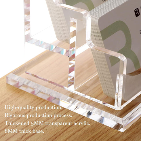 Business Card Holder for Desk, Clear Acrylic 2 Tier Organizer for Men and Women (2 Slots)
