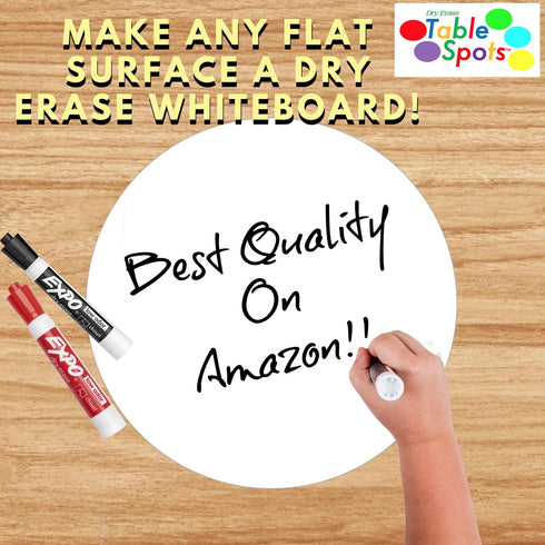Table Spots Dry Erase Dots - 10 Pack Large 12" Circles for Classroom Tables, Premium Vinyl, No Staining, White