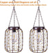 2 Pack Hanging Solar Lanterns Outdoor Waterproof, Vintage Copper Hanging Lantern Lights for Outside, Solar Chandelier