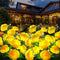 Neporal Solar Flowers Outdoor Waterproof, 4PK 7-Stem Yellow Camellia with 2 Lighting