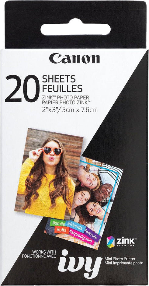 Canon IVY ZINK 2" x 3" Photo Sticker Paper 20 Sheets Pack