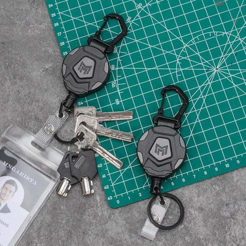 MNGARISTA 2-Pack Heavy Duty Retractable Keychain, Tactical ID Badge Reel with 31.5” Steel Cord, 8.0 oz