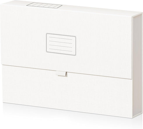 JiaWei File Folder with Pockets, White Accordion Filing Folder with 7 Pockets, A4 Letter Size Organizer with Labels