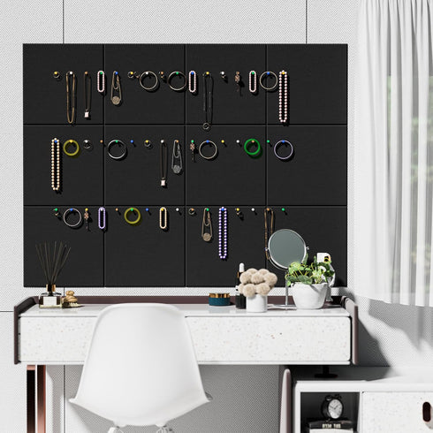 MaxGear Large Cork Board for Wall 47" x 35" Black Bulletin Board with 12 Pack Felt Wall Tiles