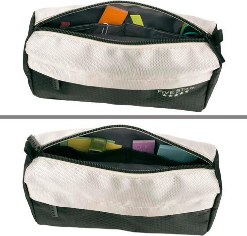 Five Star Pencil Pouch - 9-Pocket Pencil Case, 4" x 8", Black/Grey (505600A-ECM)