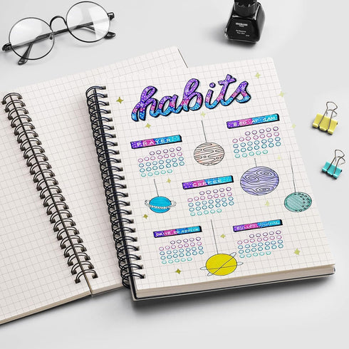 EMSHOI Graph Paper Spiral Notebook: 7.48" x 10.15", 2 Pack, 320 Pages, B5 Graph Paper, Plastic Hardcover
