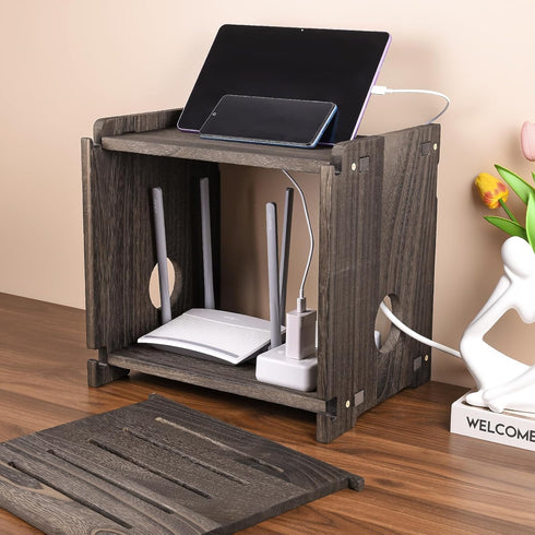 WiFi Router Storage Box Modem Cable Shelf Router Cover Router Shelf Hider Power Strip and Cable Management Rack Office