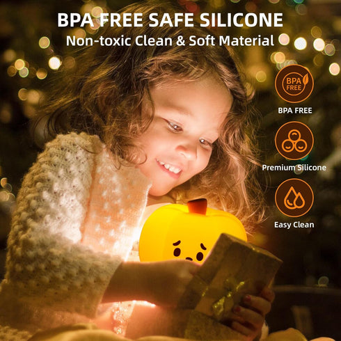 JoviaFesta Dimmable Pumpkin Night Light for Kids, Halloween Jack O Lantern Decor for Kids, Baby Nursery Toddler Squishy