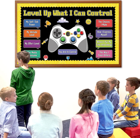 Mindset Set Mindset Growth Video Game Theme Bulletin Board Things I Can Control Positive Bulletin Decor Classroom