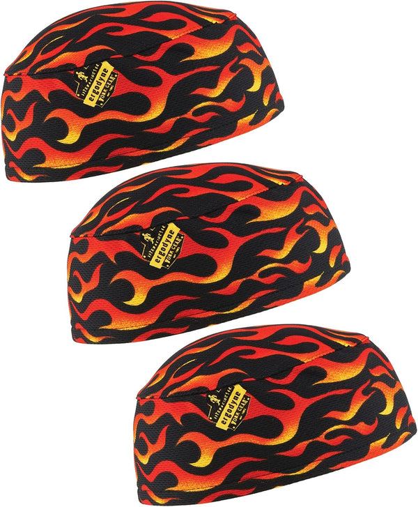 Ergodyne 3-pk Cap for Unisex Adults, Flames Design, One Size US