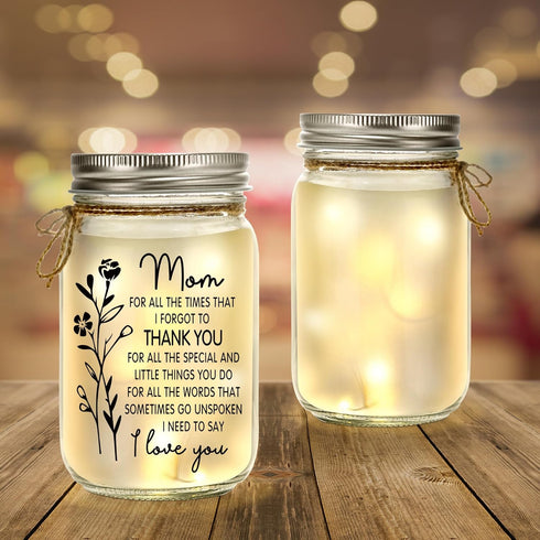 Kenon Mason Jar Night Light Christmas Gift for Mom, Home Decoration Lights, Personalized Jar Night Light Mother's Day