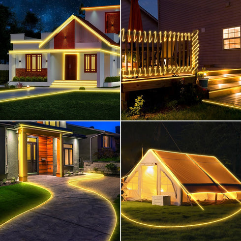 50ft 600 20 Dimmable IP68 OMIKA LEDs Solar Rope Lights, USB Charging, Lighting Modes, Timer Remote Control, Waterproof