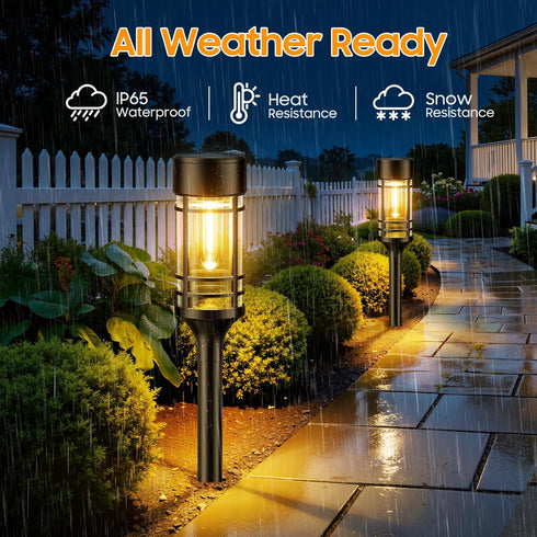 4 Pack IP65, LETMY Solar Pathway Lights Outdoor, Solar Lights Outdoor Waterproof Bright Garden Light for Yard Walkway