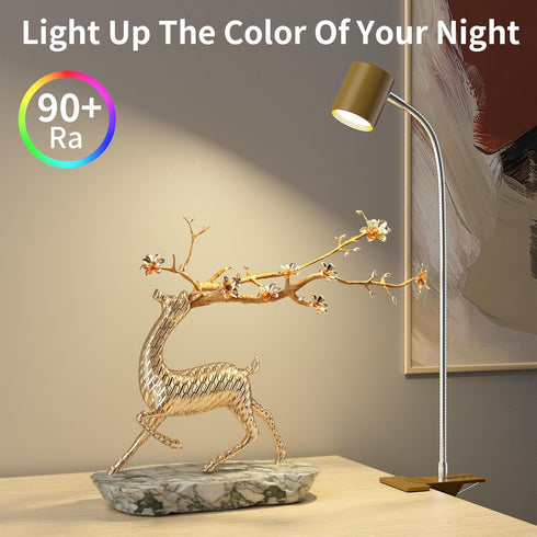 Dott Arts Desk Lamp, 360 Gooseneck USB Clip On Light, 3 Color Modes, 10 Levels Brightness Eye-Care Reading Lamp for